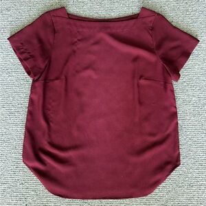 Ann Taylor Blouse Small Petite SP Red Short Sleeve Boat Neck Work Top Shirt